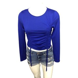 Fashion Nova Royal Blue Long Sleeve Crop Top